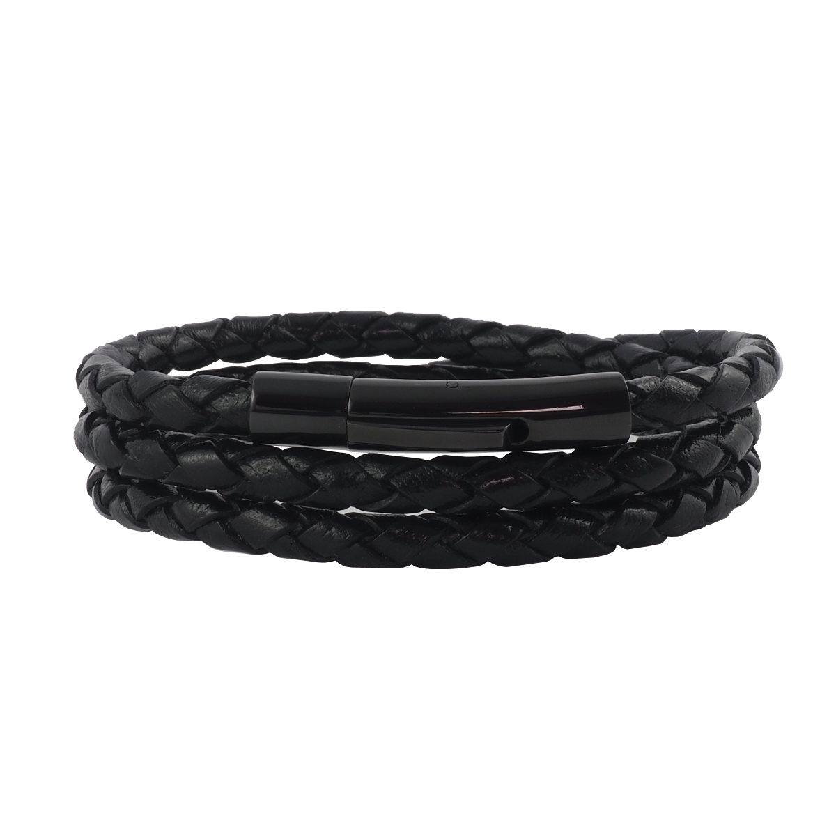 Collana In Pelle Per Uomo Nera Blu Lunga 17-100 Cm Intrecciata