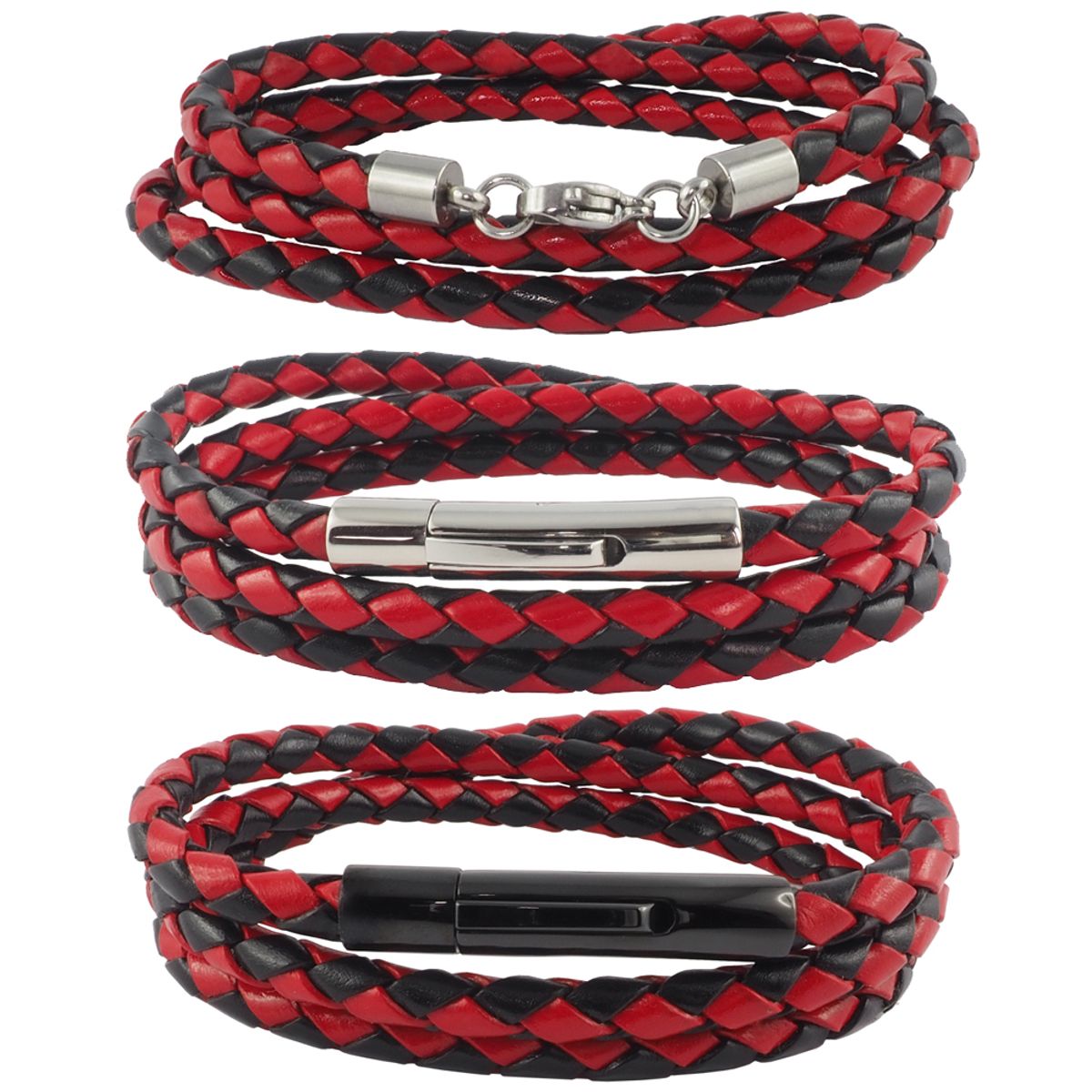 König Design Collana Uomo In Pelle Nera 6mm - Girocollo In Pelle Con Chiusura A Pressione, Lunghezza Regolabile 17-100 Cm