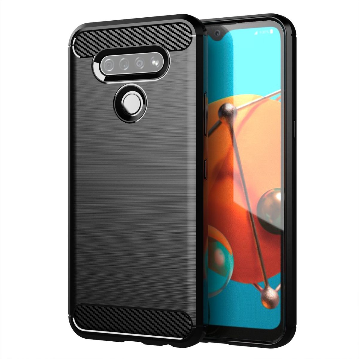 Handyhülle für LG K51 Schutzhülle Backcover Hülle Cover Schutzcase Carbon