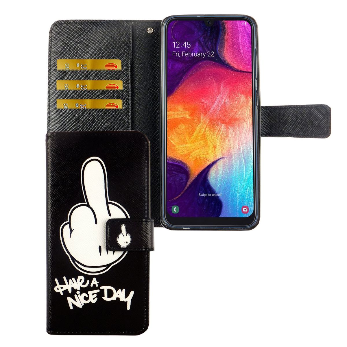 Handyhlle fr Samsung Galaxy A50 Schutztasche Wallet Hlle Cover 360 Grad  | Knig Design