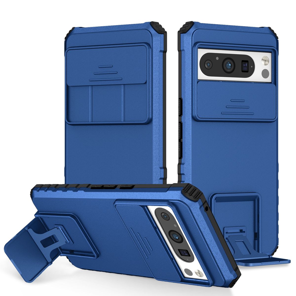 Xinyunew Cover Antiurto Per Google Pixel 8 – 3 Strati Con Supporto E Clip – Blu Navy